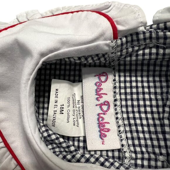 Posh Pickle 18m Navy Gingham Embroidered Cherry Dress - Picture 5 of 6